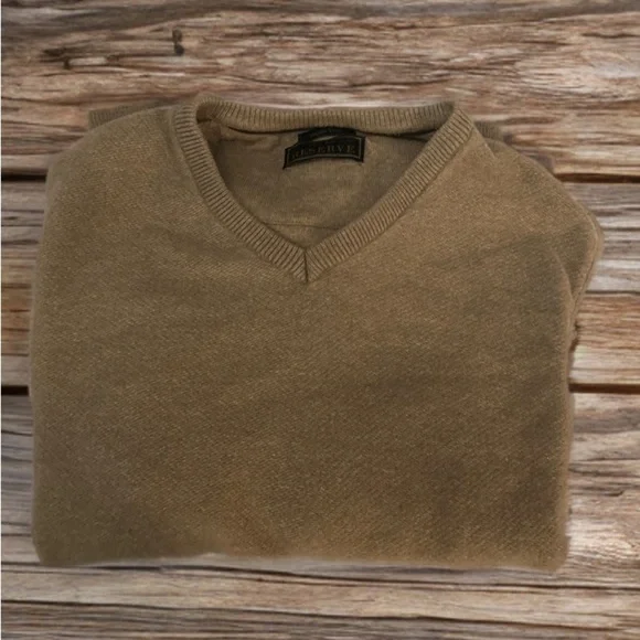 Jos. A. Bank V-Neck Tan Sweater Timeless Knit - Picture 1 of 3
